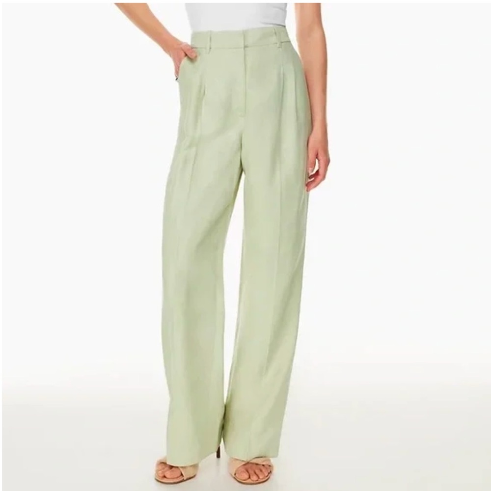 Aritzia Sage Green Effortless Linen Pant